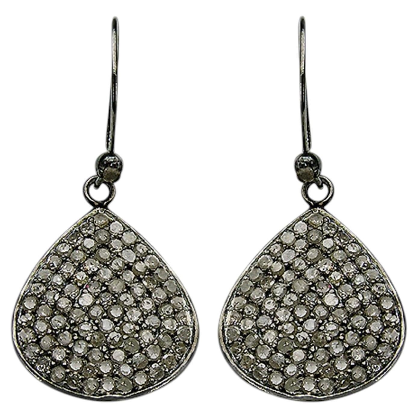 Orecchini a grappolo con diamanti da 2.6 carati in argento sterling