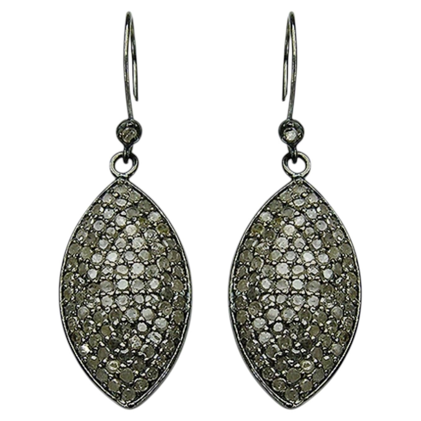 Diamond Cluster Earrings 2.8 Carats Sterling Silver