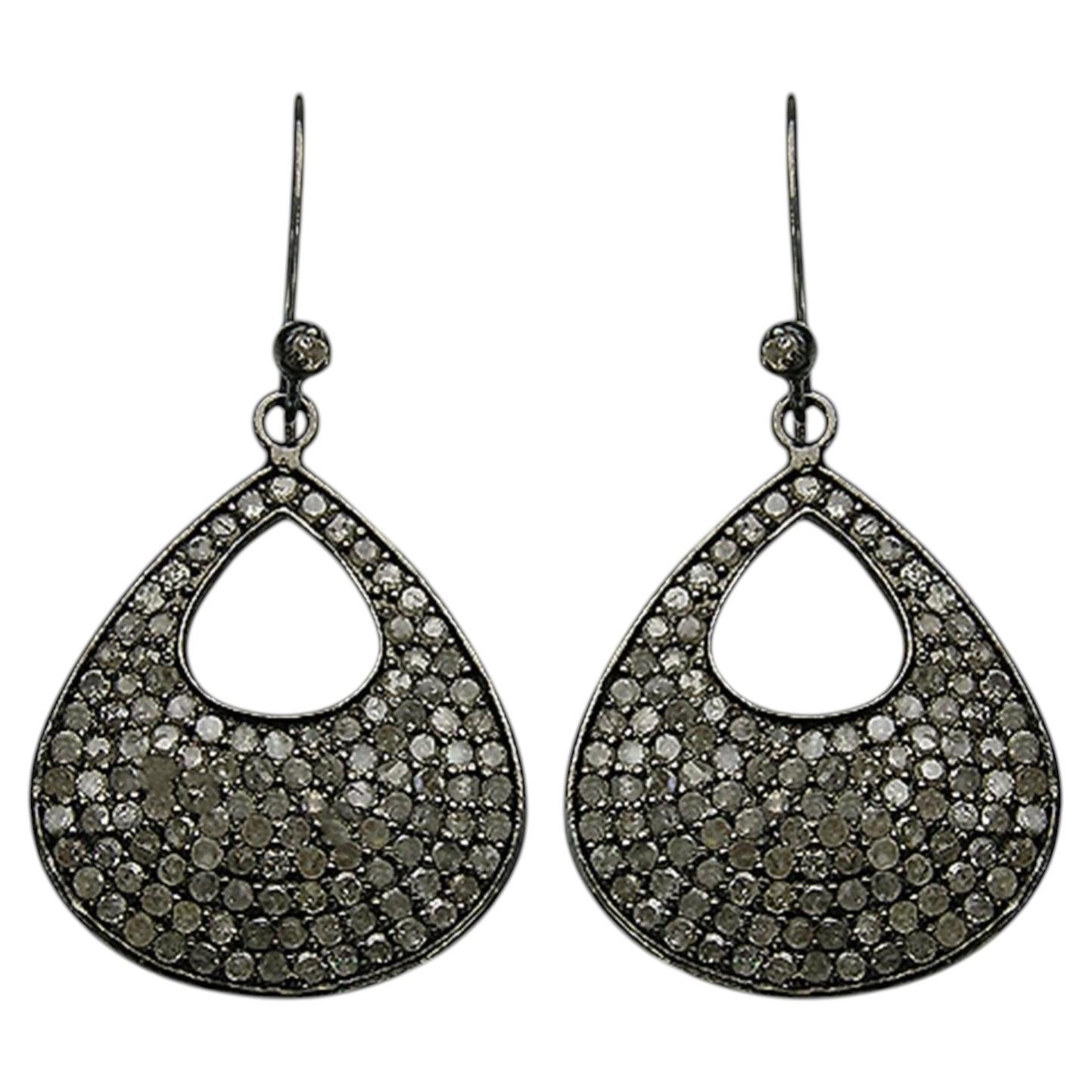 Orecchini a grappolo con diamanti da 3.14 carati in argento sterling