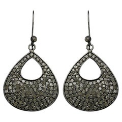 Orecchini a grappolo con diamanti da 3.14 carati in argento sterling