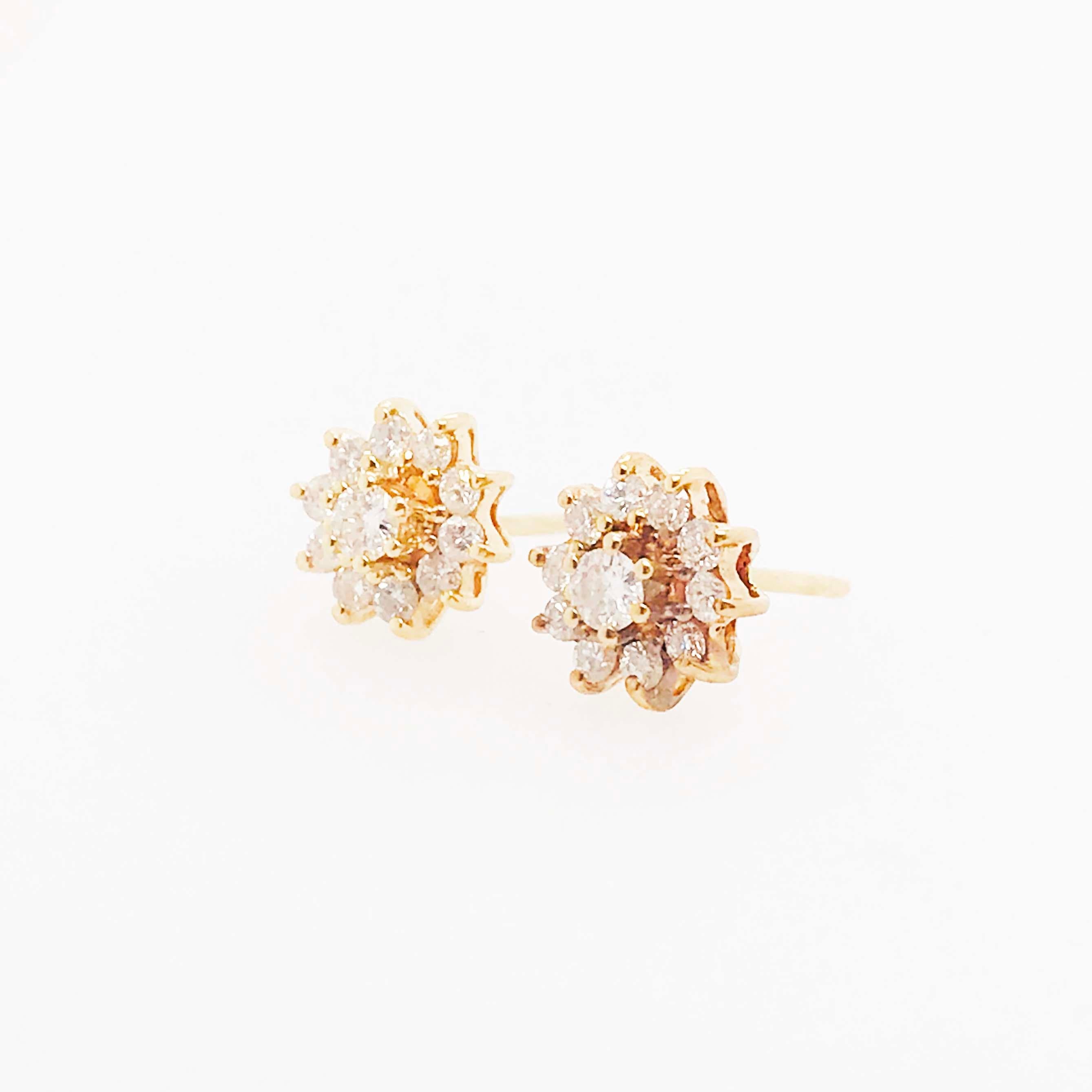 diamond halo cluster stud earrings