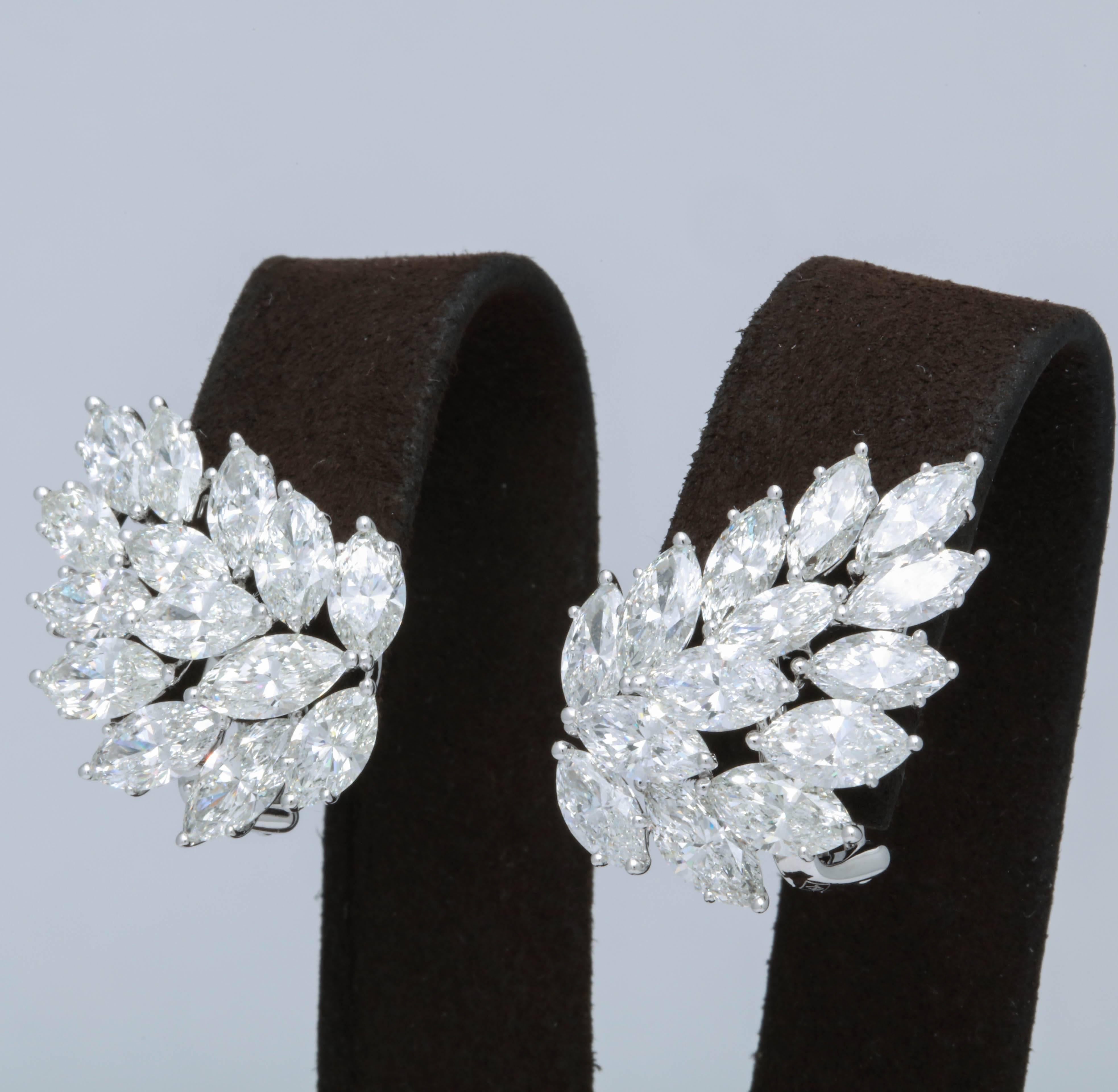 Marquise Cut Diamond Cluster Earrings For Sale