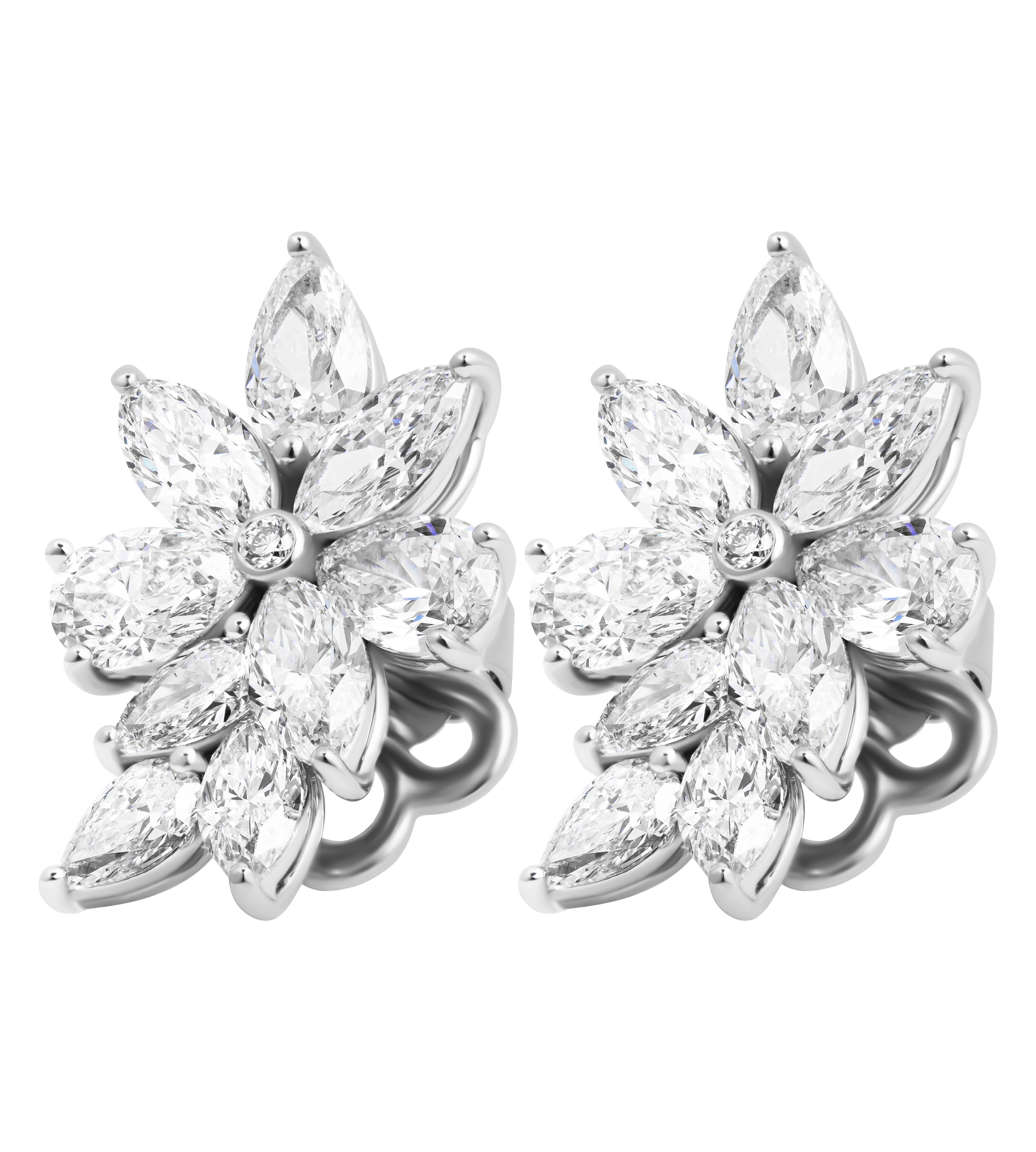Modern Diamond Cluster Earrings For Sale