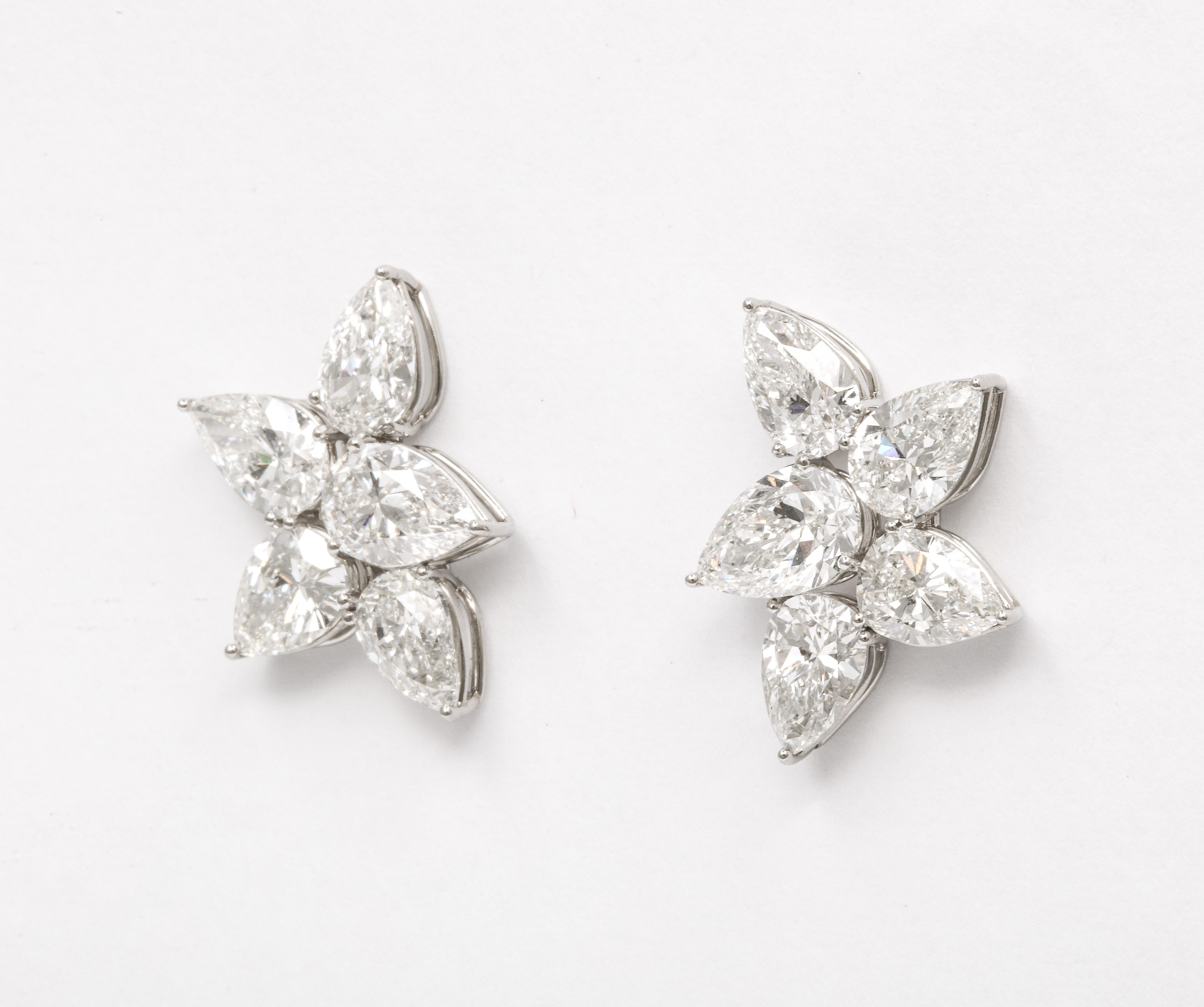 Pear Cut Diamond Cluster Earrings For Sale