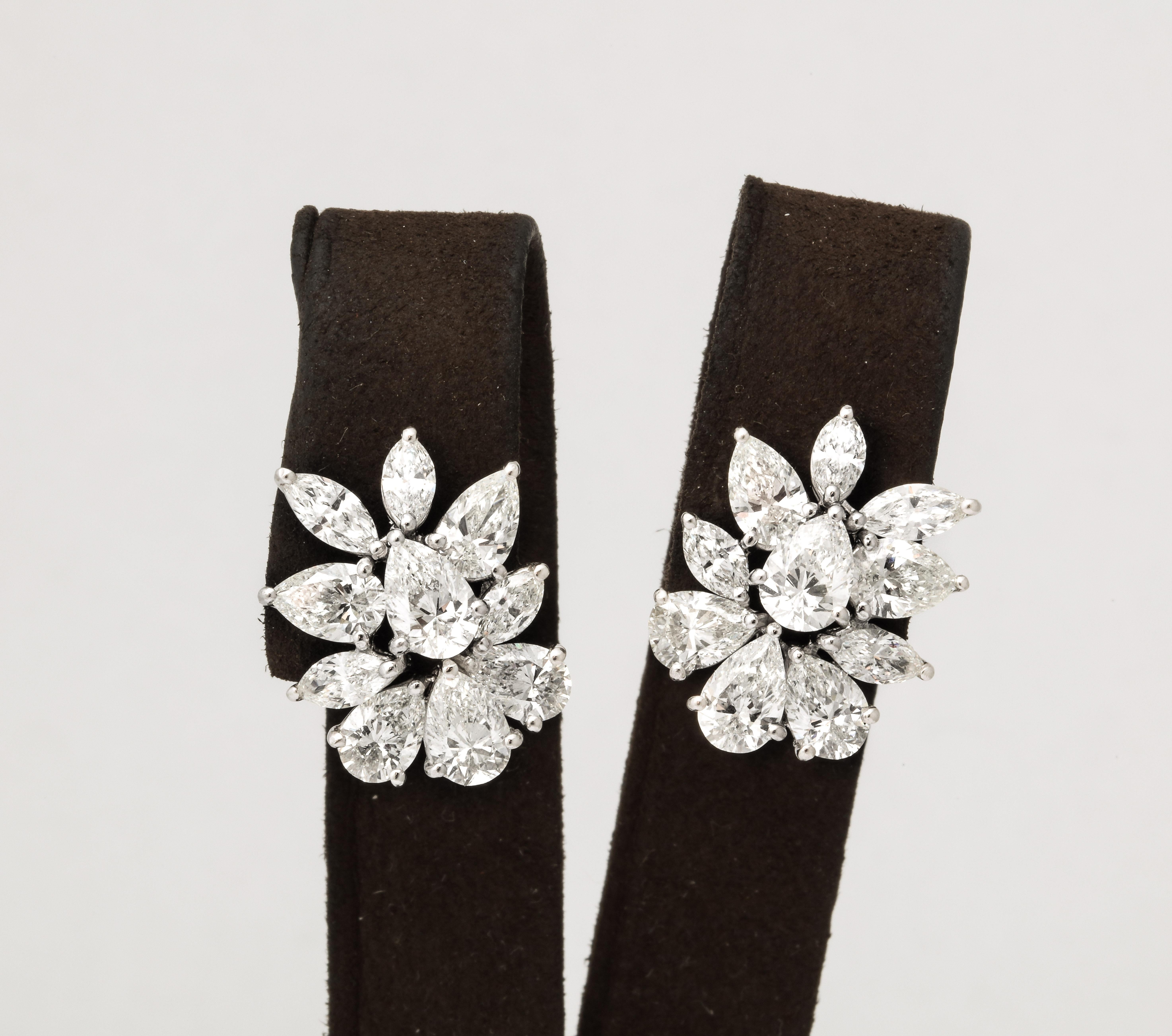 Pear Cut Diamond Cluster Earrings For Sale