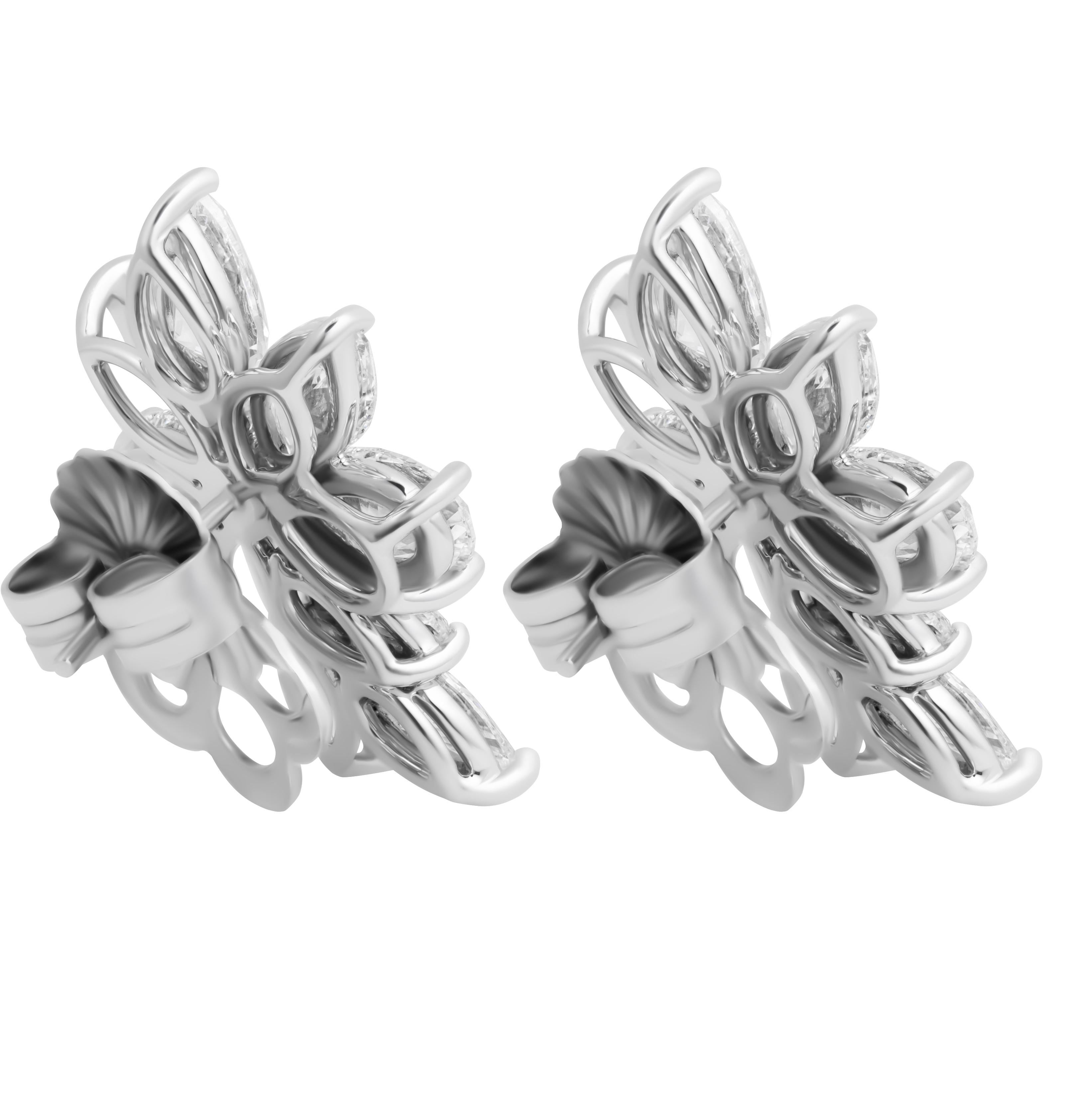 Mixed Cut Diamond Cluster Earrings For Sale