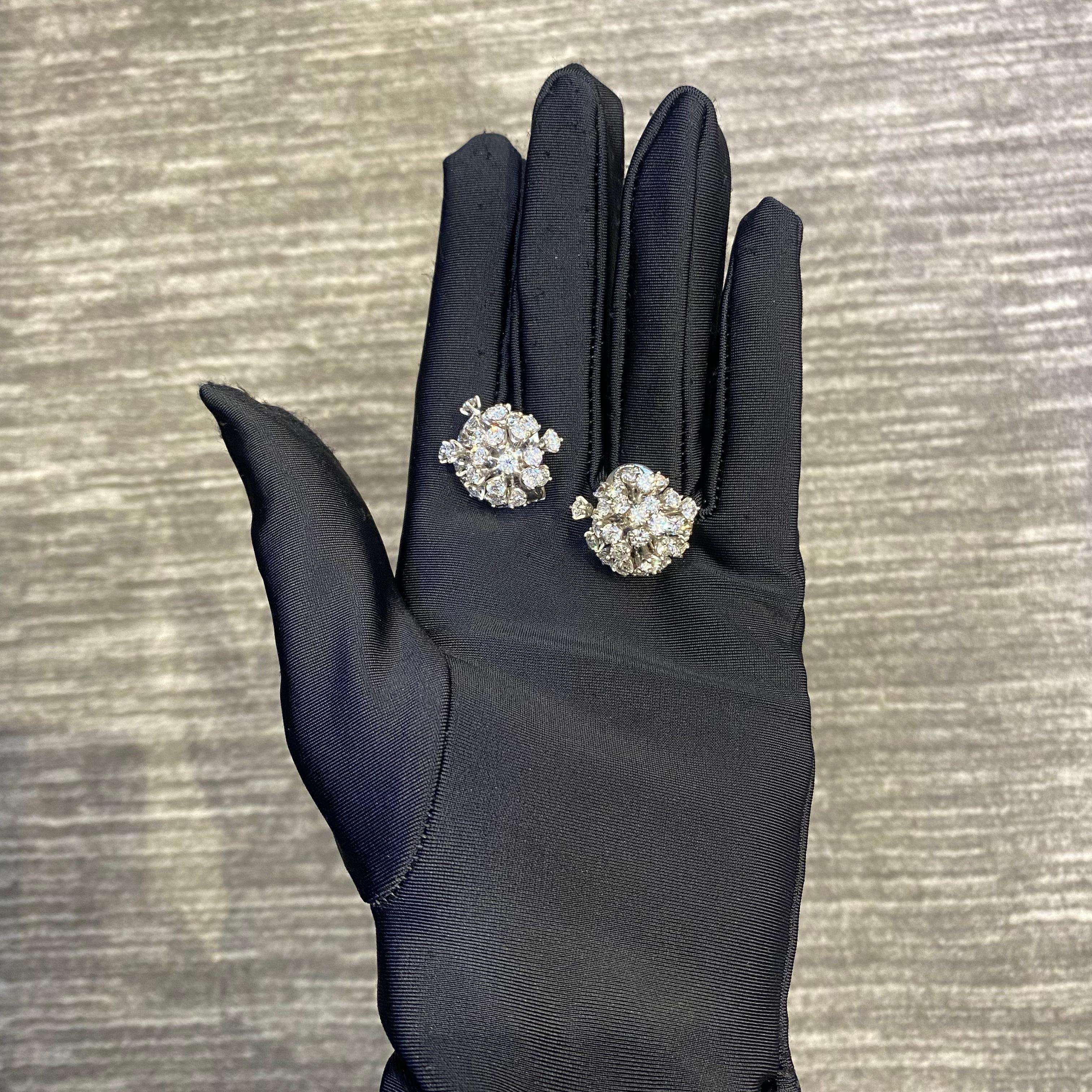 Diamond Cluster Earrings  In Excellent Condition For Sale In New York, NY