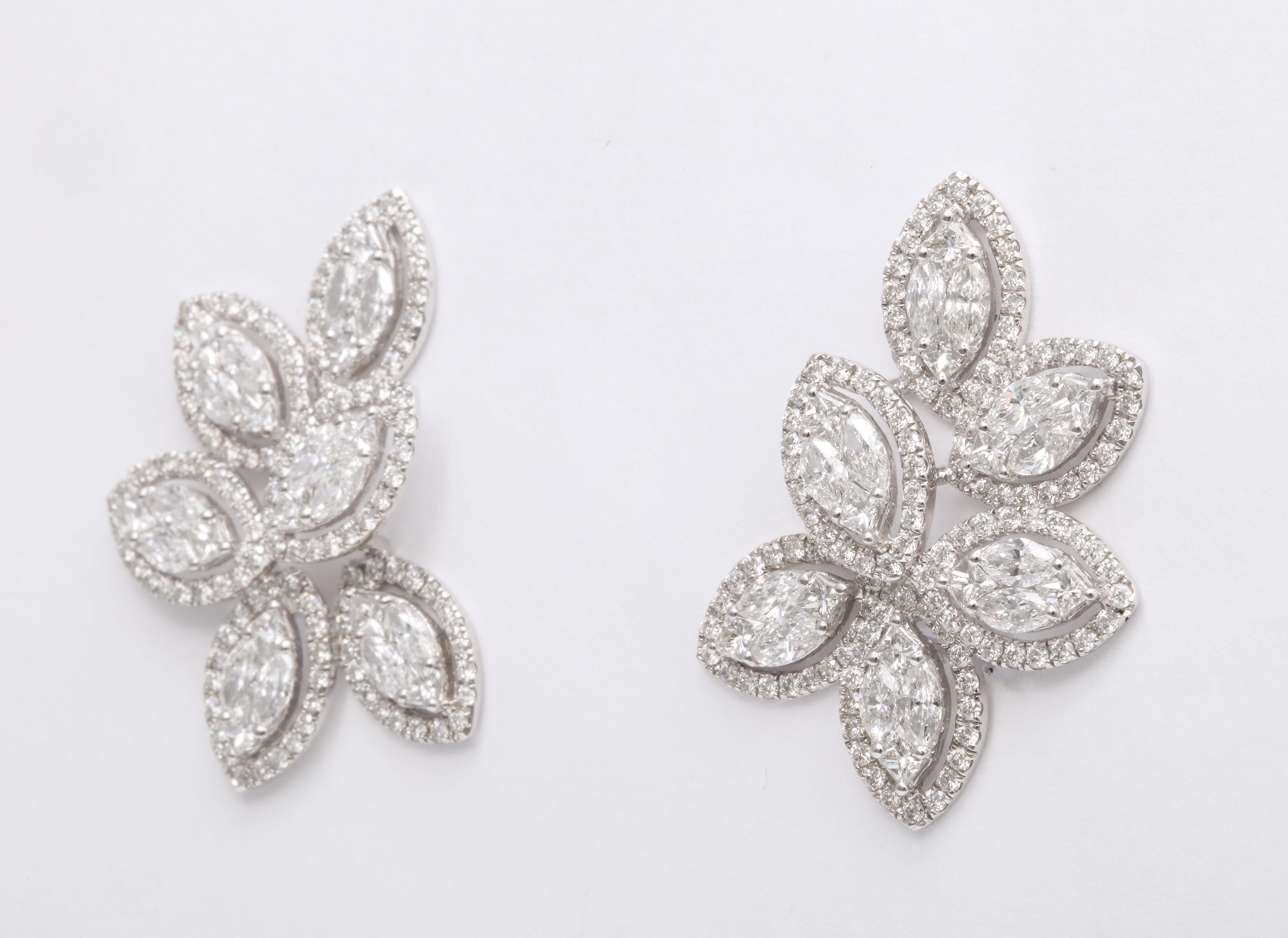 Women's or Men's Diamond Cluster Earrings For Sale