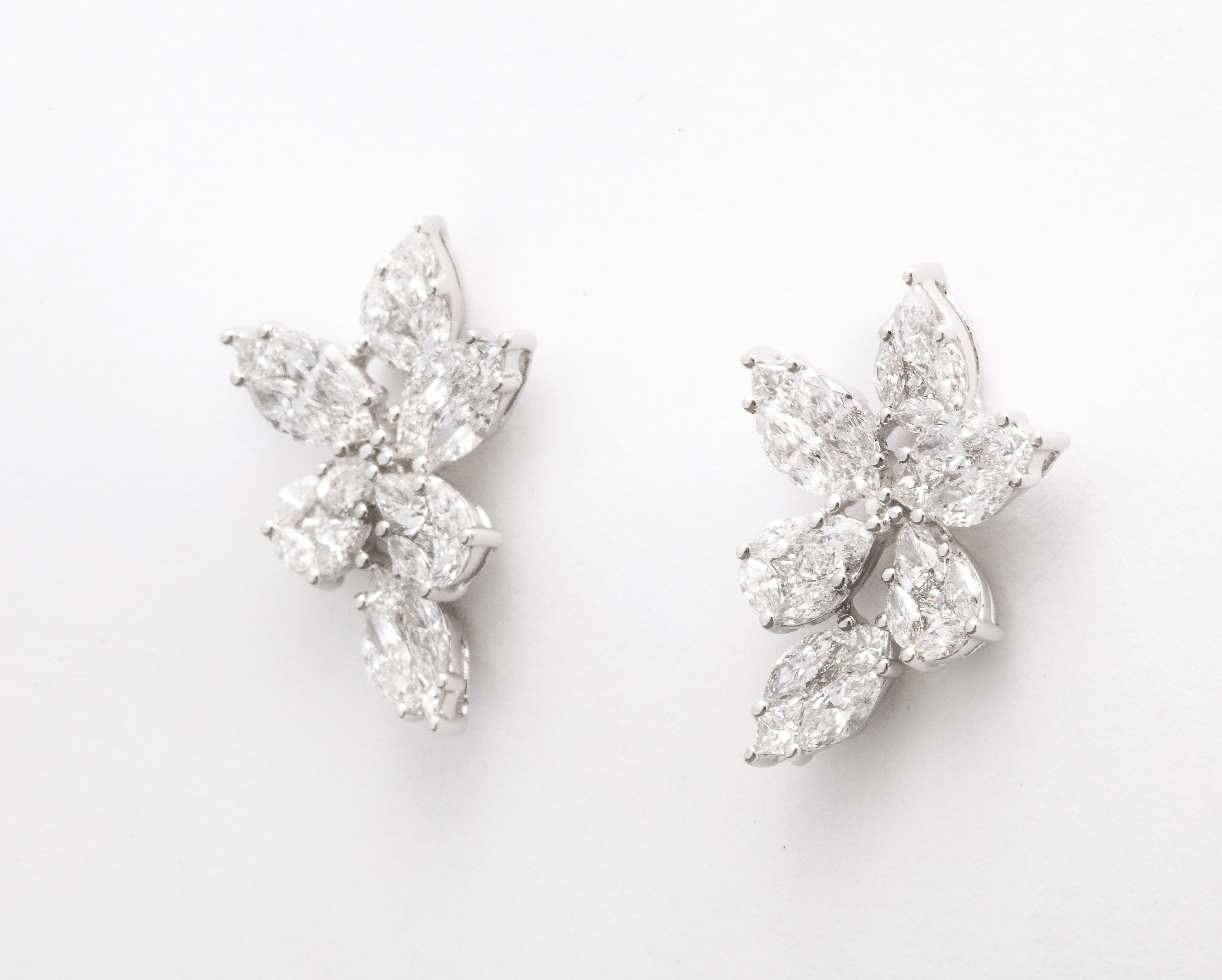 Women's Diamond Cluster Earrings  For Sale