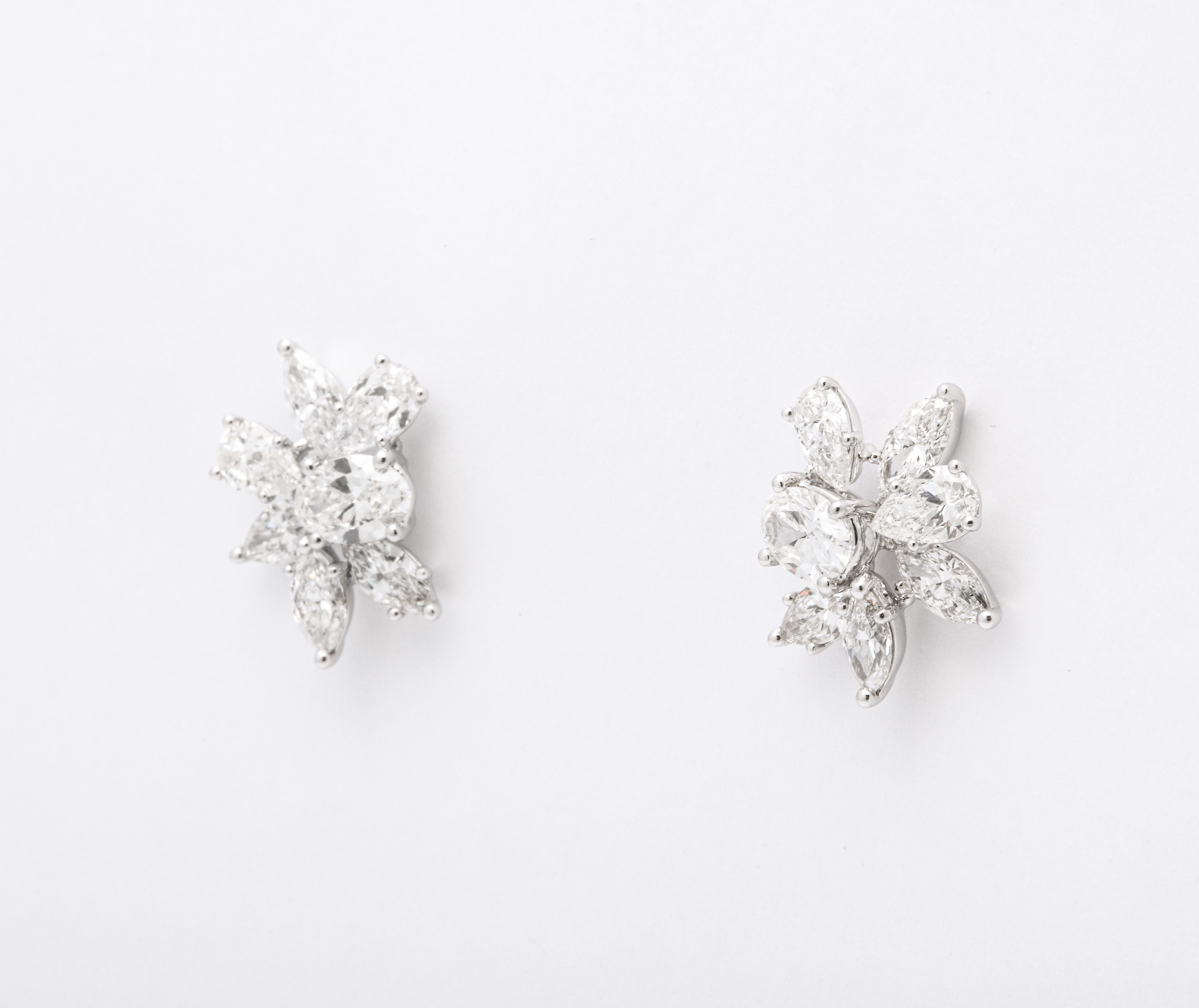 Women's Diamond Cluster Earrings  For Sale