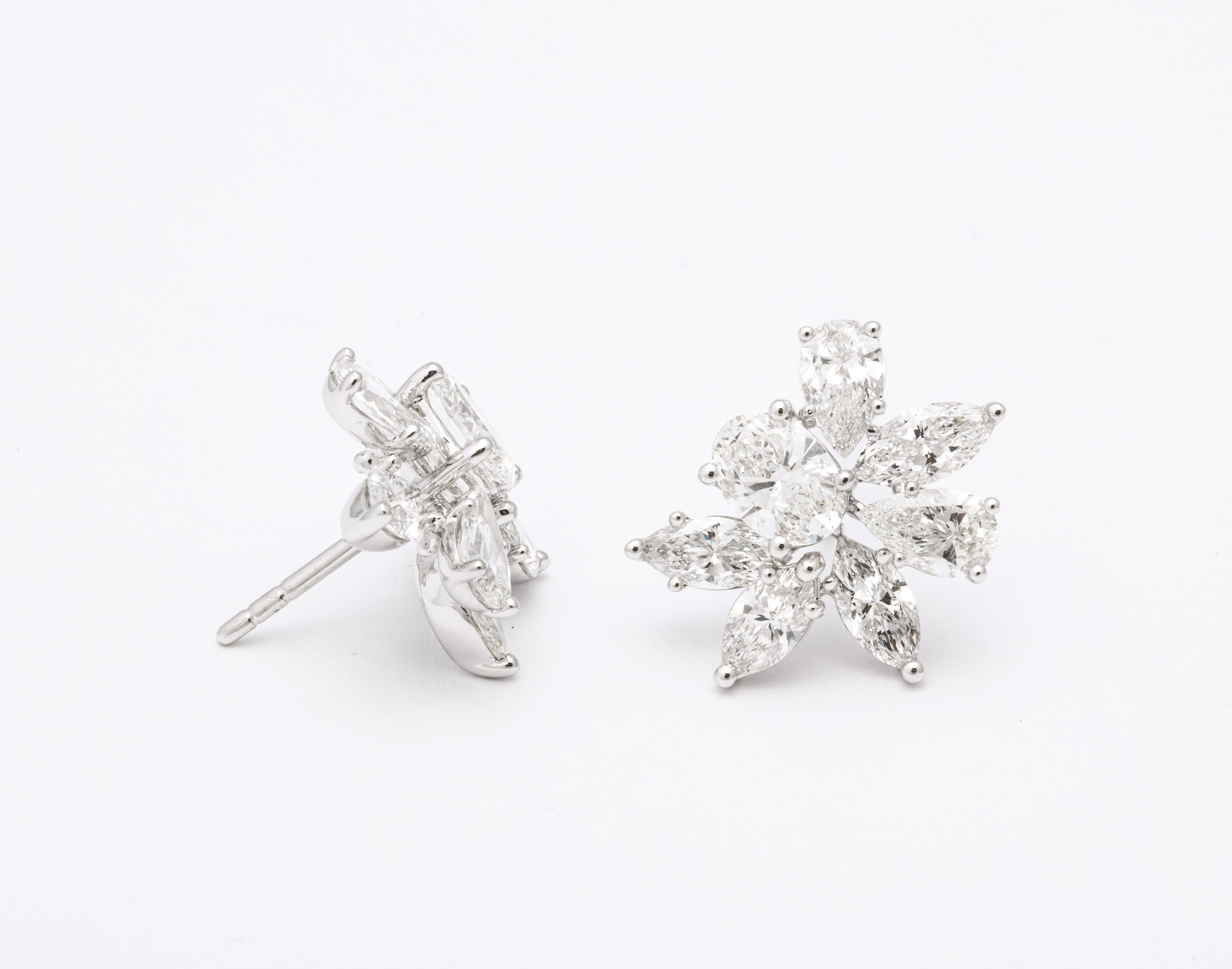 Diamant-Cluster-Ohrringe  im Angebot 2