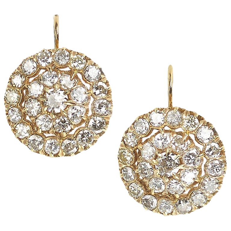 Diamond Cluster Earrings For Sale at 1stDibs