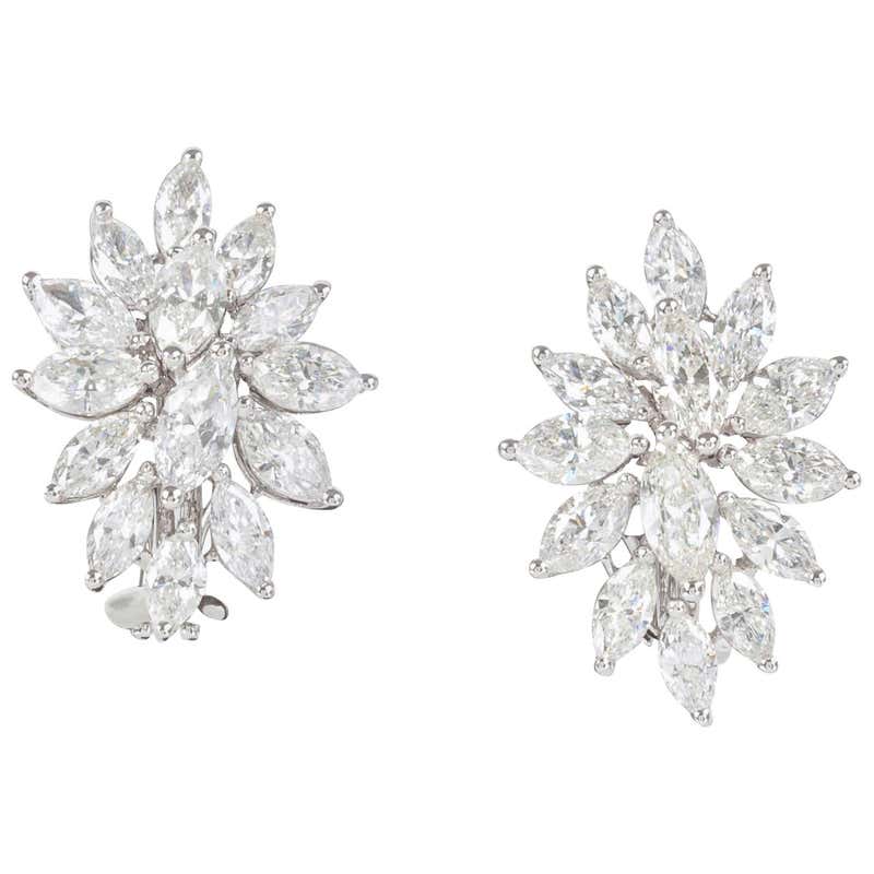 Diamond Cluster Stud Earrings For Sale at 1stDibs | cluster diamond ...
