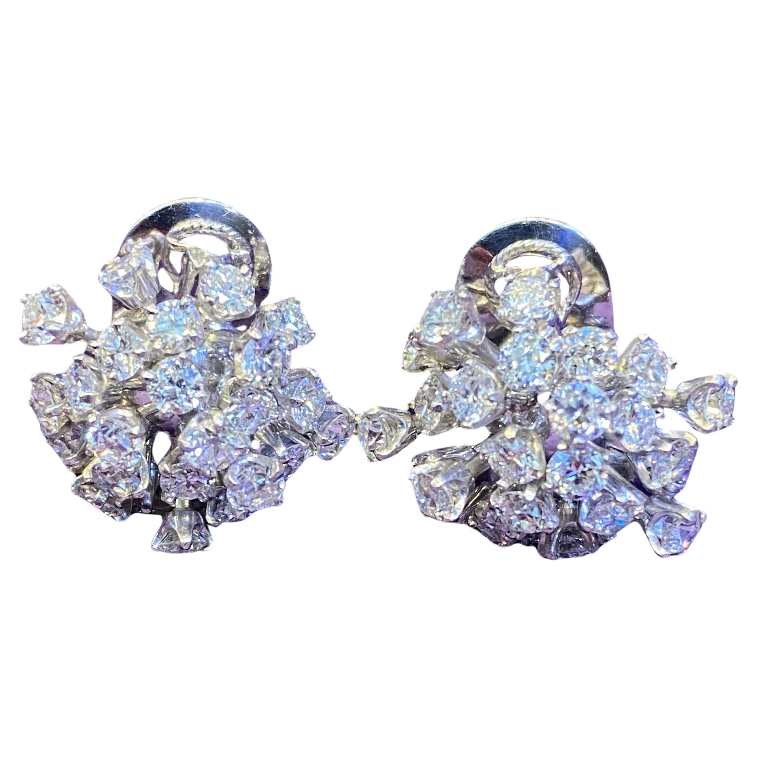 Diamond Cluster Earrings  For Sale
