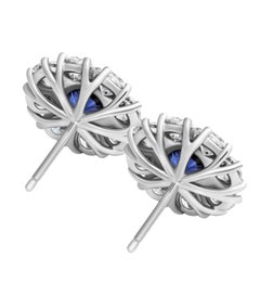 Boucles d'oreilles grappe de diamants avec saphirs