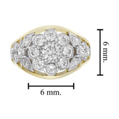 Diamond Cluster Edwardian Floral Style Dome Ring in Two Tone Gold