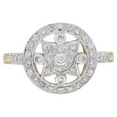 Diamond Cluster Edwardian Style Ring in 9K Two Tone Gold