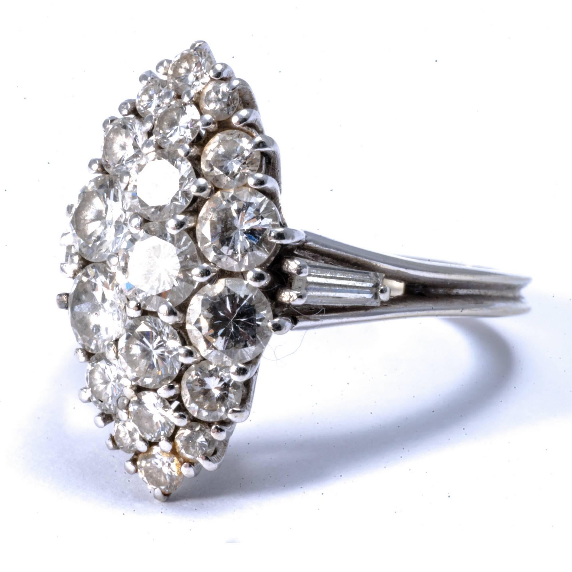 Women's or Men's Diamond Cluster Engagement Ring Band