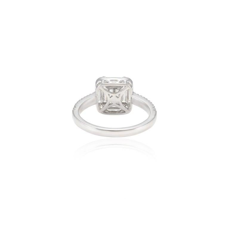 En venta: Anillo de compromiso con racimo de diamantes para mujer en oro blanco macizo de 18k  10