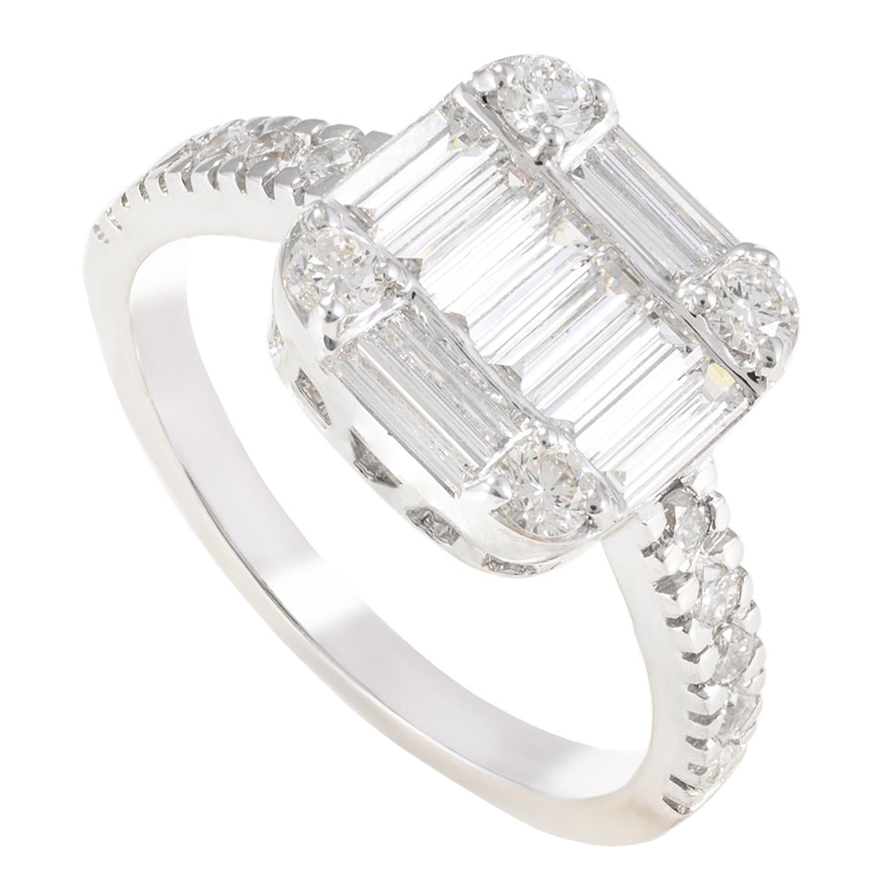 Diamant-Cluster-Verlobungsring für Damen aus 18 Karat massivem Weißgold mit Diamanten
