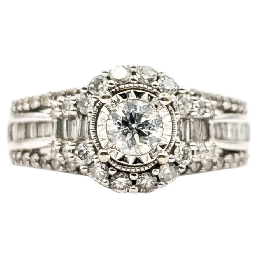 Diamond Cluster Engagement Ring in 10k White Gold