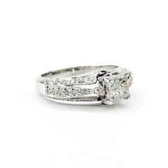 Diamond Cluster Engagement Ring in 14k White Gold