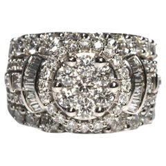 Diamond Cluster Engagement Ring in 14K White Gold, Size 8.5