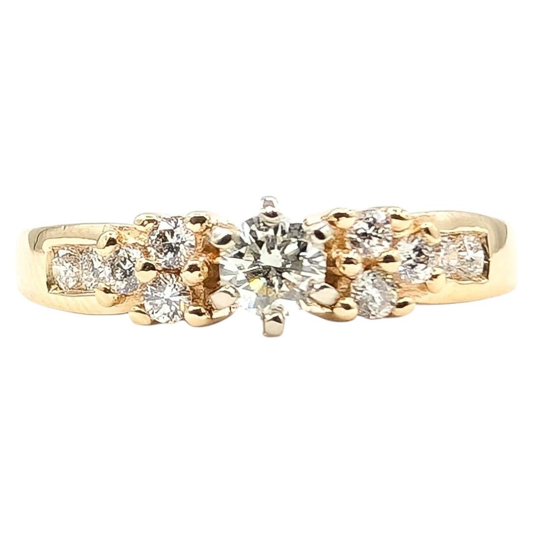 Diamond Cluster Engagement Ring in 14k Yellow Gold