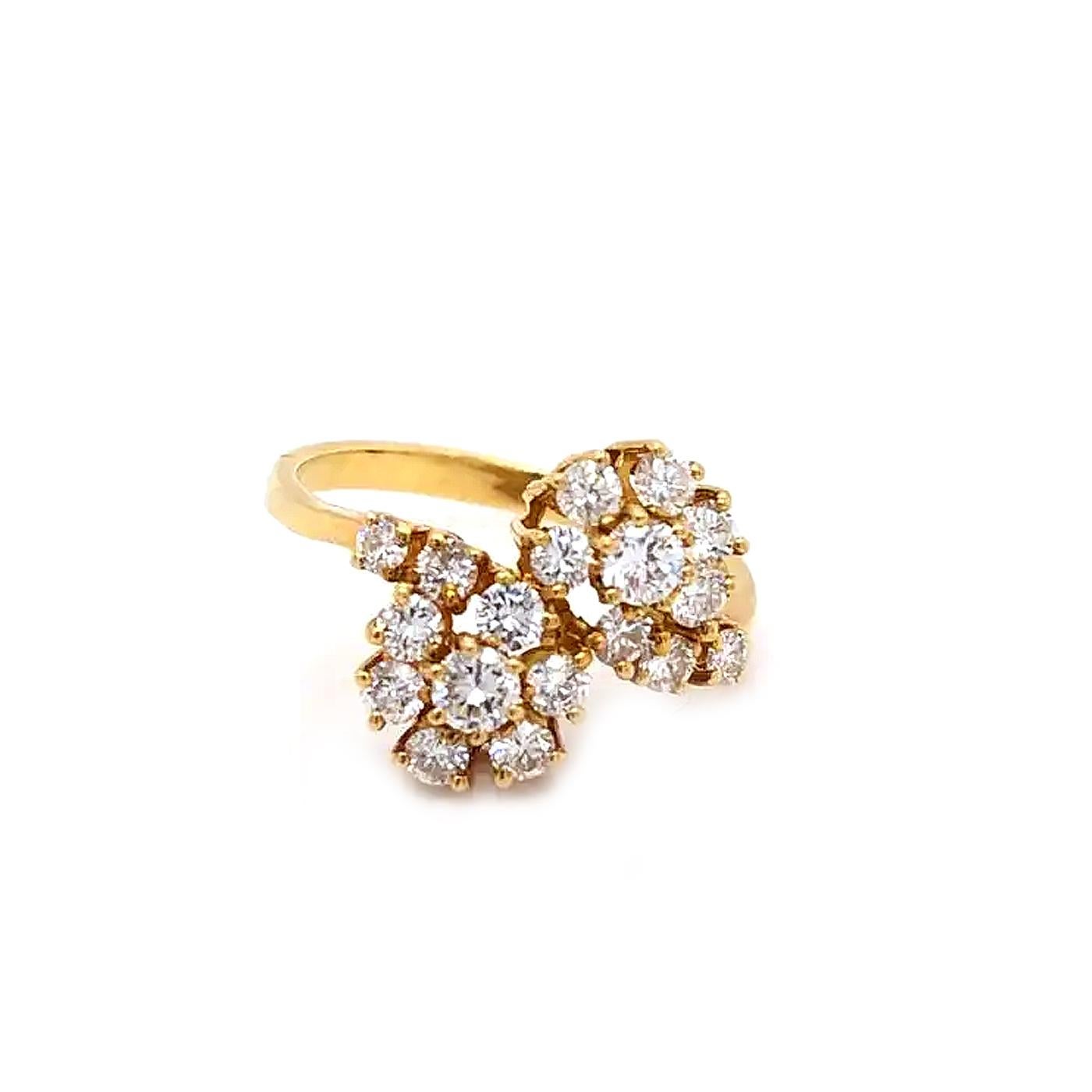 A glamorous piece you'll cherish. In a stunning setting, this Cluster Diamond Ring features a stacked design with round-cut diamonds at every level (1ct 18 Stones).
This ring is made in 18k yellow gold with D-E Color VVS Clarity Diamonds with 4.1