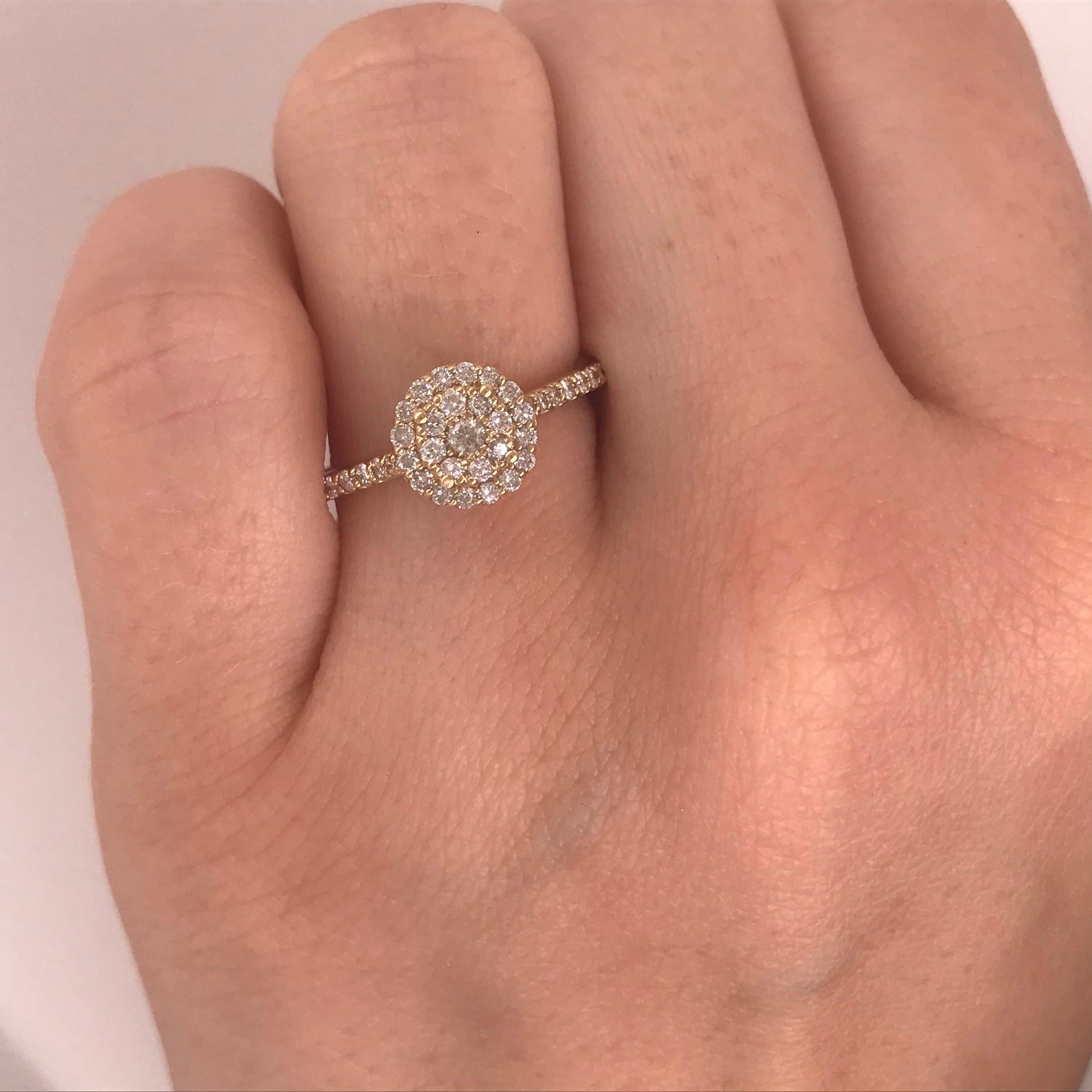 Women's Diamond Cluster Ring with Half Carat '0.50 Carat' Diamonds in 14 Karat Gold For Sale