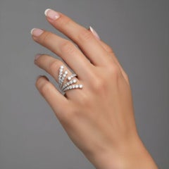 4.85ct Diamond Cluster Fan 14K White Gold Statement Ring