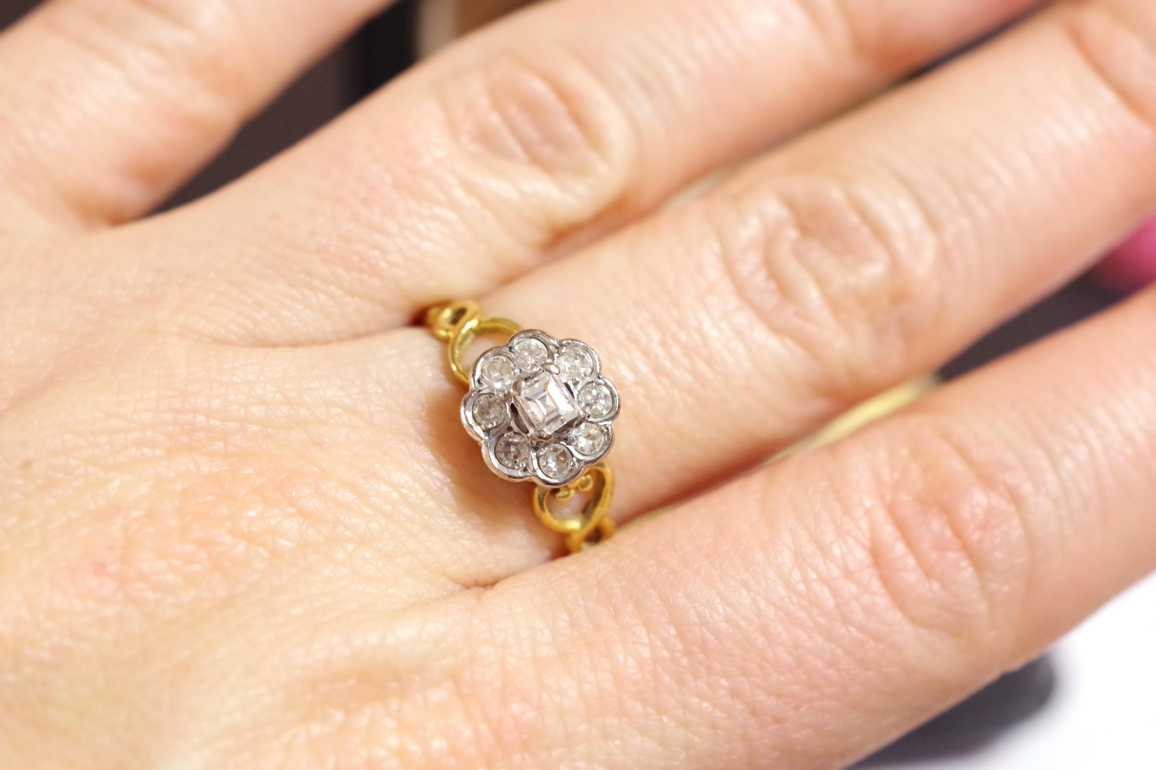 Women's or Men's Diamond Cluster Flower Ring in Gold, Engagement Ring For Sale