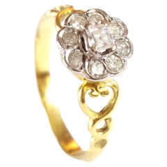 Diamond Cluster Flower Ring in Gold, Engagement Ring