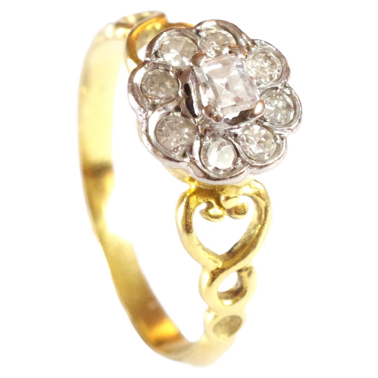 Diamond Cluster Flower Ring in Gold, Engagement Ring For Sale