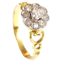 Diamond Cluster Flower Ring in Gold, Engagement Ring