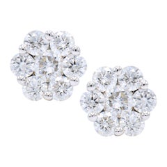 Diamant-Cluster-Blumen-Ohrstecker 1,04 Karat 14 Karat Weißgold 1,6 Gramm