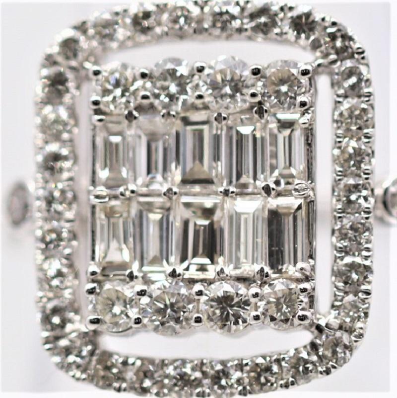 Women's Diamond Cluster Geometric Platinum Ring For Sale