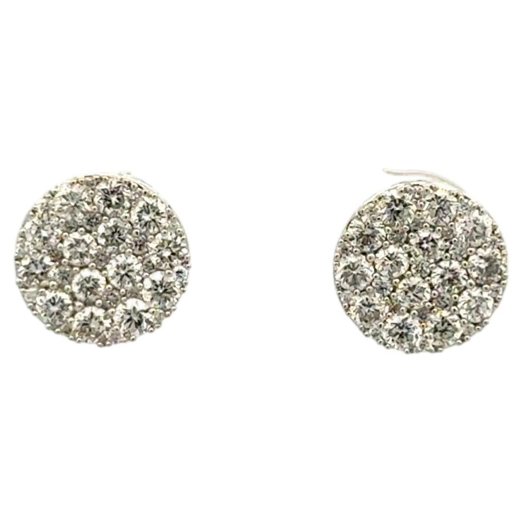 Diamond Cluster Gold 10.5mm Vintage Stud Earrings Estate Fine Jewelry