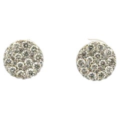 Diamond Cluster Gold 10.5mm Vintage Stud Earrings Estate Fine Jewelry