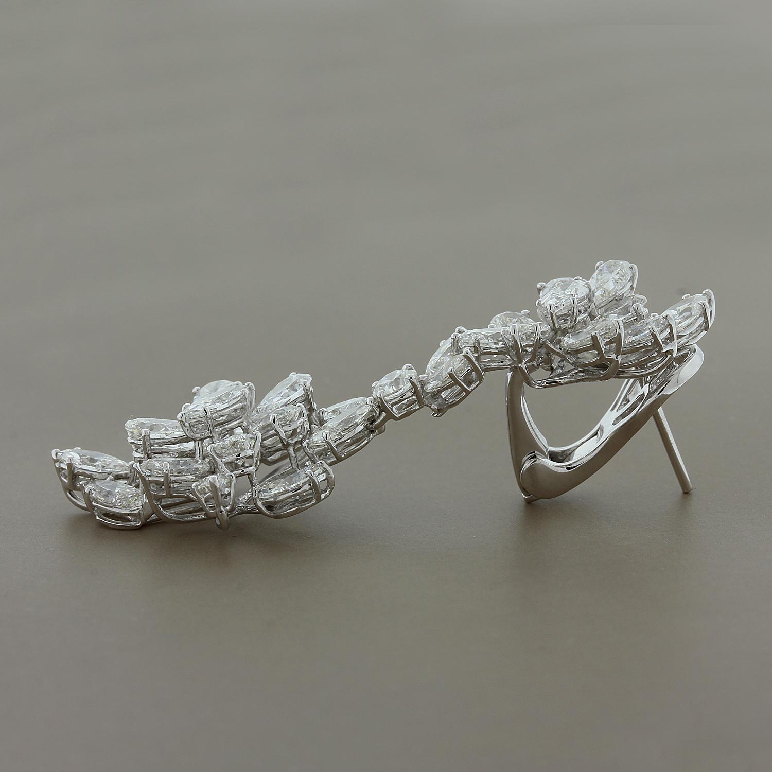 diamond cluster drop earrings
