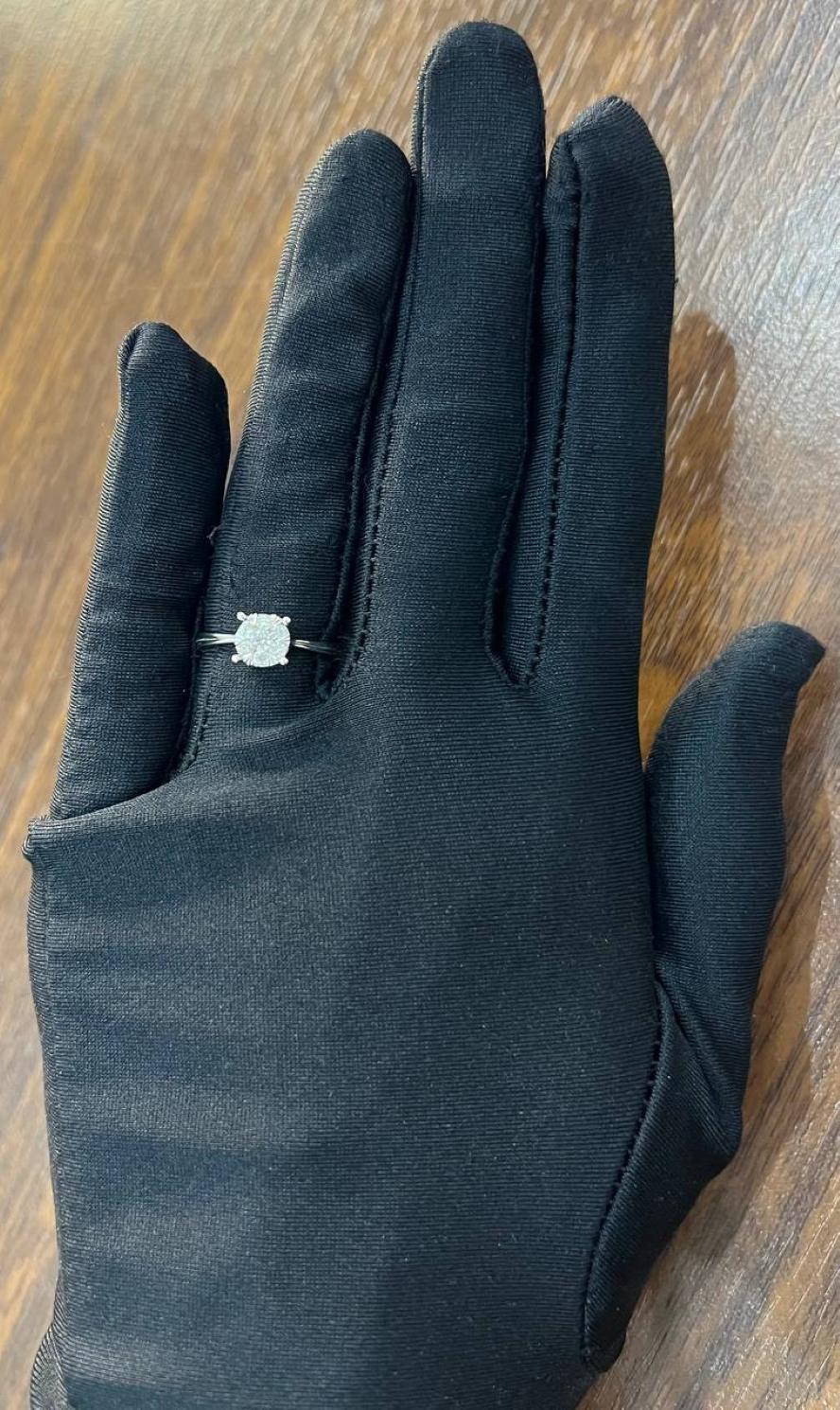 Diamond Cluster Halo 14K White Gold Dainty Promise Ring In New Condition For Sale In Oakton, VA