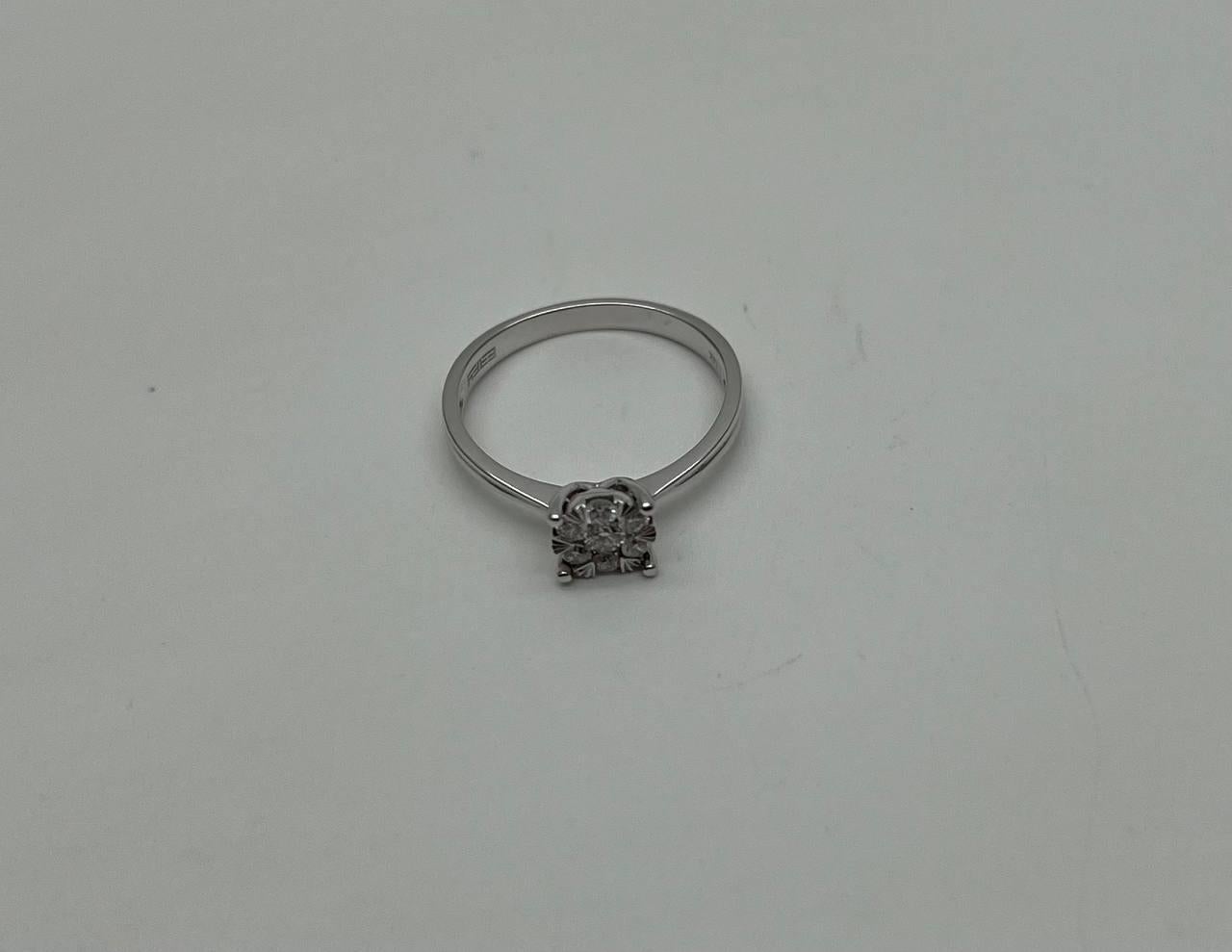 Diamond Cluster Halo 14K White Gold Dainty Promise Ring For Sale 1