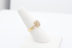 Diamond Cluster Halo Cocktail Ring in 18K Yellow Gold Split Shank