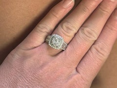 Diamond Cluster Halo Engagement Ring 10k White Gold