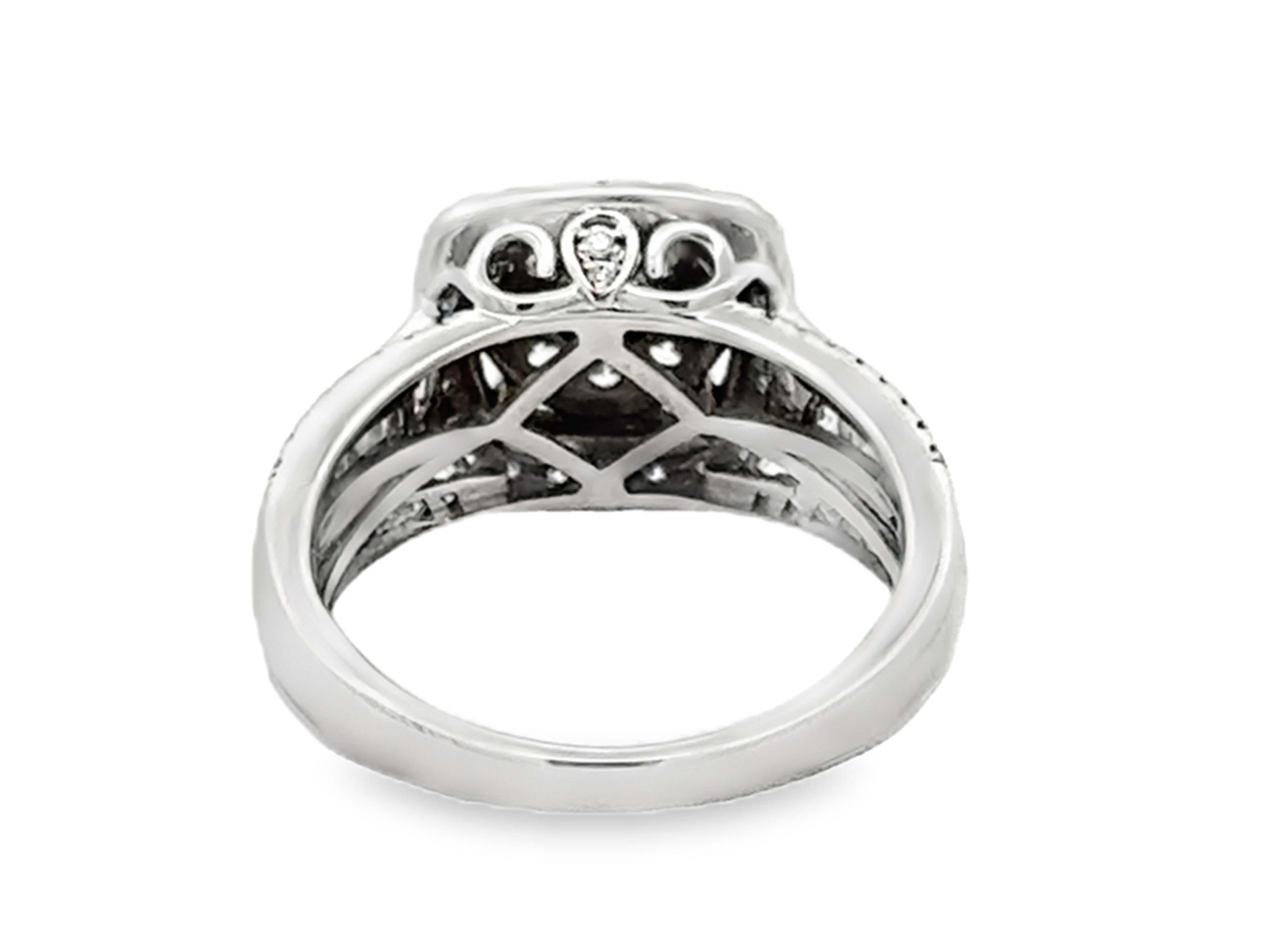 Diamond Cluster Halo Engagement Ring 10k White Gold For Sale 1