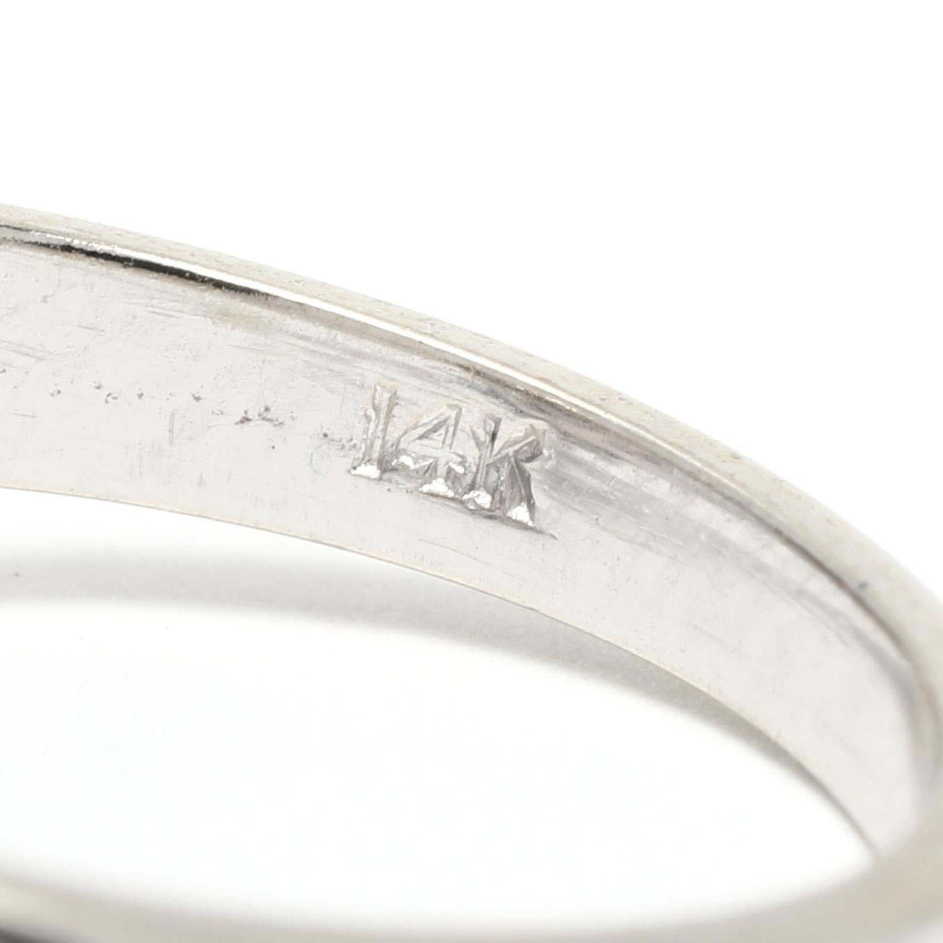 Women's Diamond Cluster Halo Engagement Ring, 14K White Gold, Ring For Sale