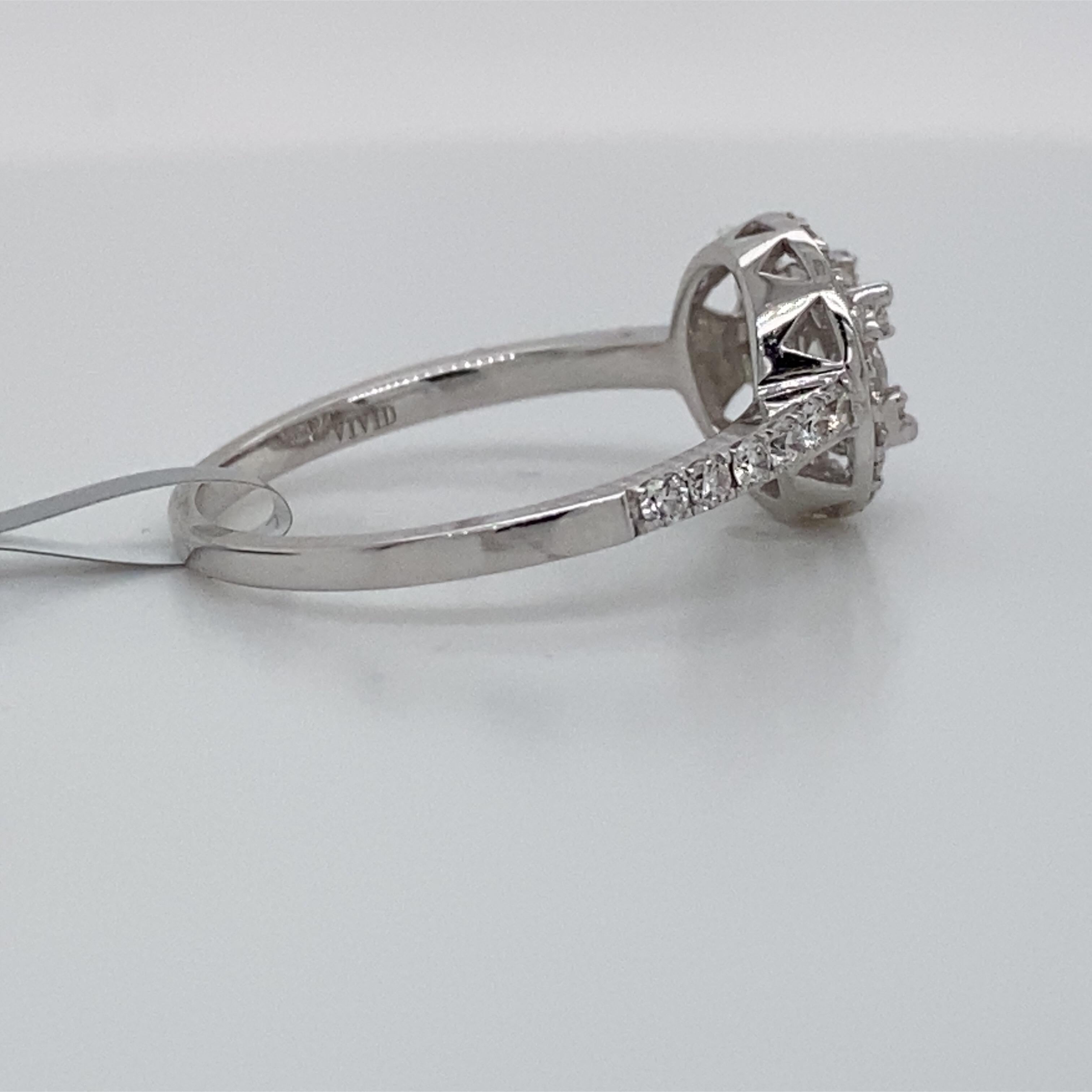 Women's HARBOR D. Diamond Cluster Halo Ring 0.54 Carat 18 Karat White Gold For Sale