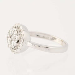 Diamond Cluster Halo Ring, 14 Karat White Gold Round Cut 1.00 Carat