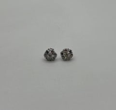 Diamond Cluster Halo Set 14K White Gold Stud Earrings