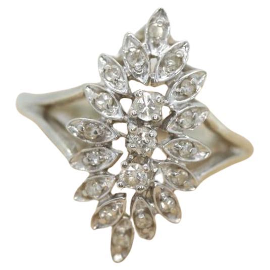 Diamond Cluster Marquise Ring. Diamond Ring. 14k Gold Ring. Multiple Diamond